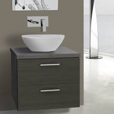 With enough space to accommodate one person comfortably at a time, a single wall mounted vanity is an efficient and attractive solution for bathroom storage. Iotti An45 By Nameek S Aurora 22 Inch Grey Oak Vessel Sink Bathroom Vanity Wall Mounted Thebathoutlet