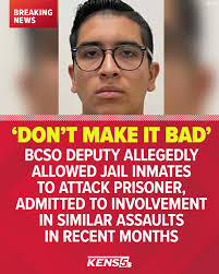 The Bexar County Sheriff's Office has arrested a now-former detention  deputy days after an inmate died at the jail, saying he allowed other  inmates to "violently assault" him in his cell. Records