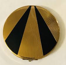 Black And Gold Art Deco Vintage Stratton Black Gold Art Deco Powder Compact Gold Art Gold Art Deco Art Deco