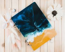 Resin Art Notebook Sea Ocean Sketch Book Hand Made To Order Www Instagram Com Makewaves Art Diy Resin Art Resin Art Book Cover Art Diy