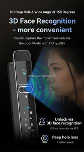3D Face Recognition Waterproof Aluminum Slim Door Lock Fingerprint Password  Gate Digital WiFi Sliding Smart Lock with Camera
