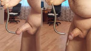 Extreme deep cock sounding with guyon 10 mm sounding rod following with  cumshot