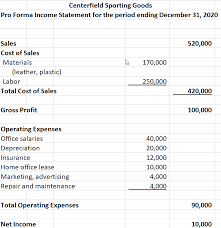 Pro Forma Financial Statements