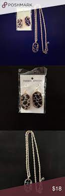 Kendra Scott Inspired Leopard Print Jewelry Set Printed Jewelry Leopard Print Necklace Jewelry Set