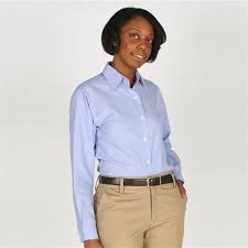 Women S Light Blue Long Sleeve Oxford Id4220 Chefwear
