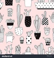 Black And White Cactus Wallpaper Seamless Pattern With Black And White Cactus And Succulents On Pink Background Vector Print With Cact Decoracao Quarto Quadros Papeis De Parede Fofo Wallpaper