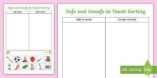 This activity sheet focuses on watching videos online. Safe And Unsafe To Touch Sorting Activity