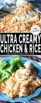 Cheesy chicken rice casserole recipes that crock. Ultra Creamy Chicken And Rice Casserole Easy Family Recipes