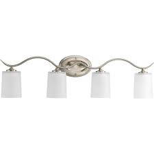 Smart twist glass lock feature. Progress Lighting Inspire Collection 4 Light Brushed Nickel Etched Glass Traditional Bath Vanity Light P2021 09 The Home Depot