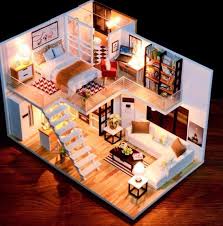 Dit Poppenhuis Beschikt Over Zeer Gedetailleerde Interieur En Zijn Voorzien Van Led Verlichting U Ontvangt Al Kleines Wohndesign Mikrohaus Design Kit Hauser