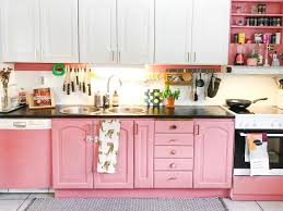 The yellow vases look good. Pink Kitchen Cabinet Paint Anipinan Kitchen