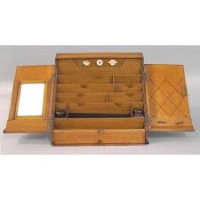 The x style designed on the back and the triangle designed both sides can keep the computers desk more durable and more sturdy. Antique Oak Sea Captains Table Top Desk 1875
