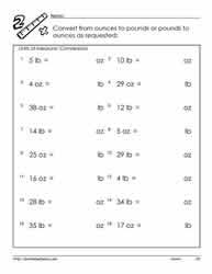 pounds and ounces conversions worksheets