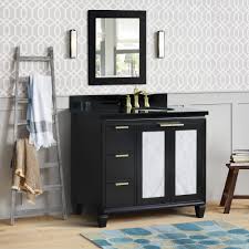 The undermount stainless sink is also a beautiful thing, and it looks even better with the faucet installed; 43 Single Vanity In Black Finish With Countertop And Sink Options Right Door Right Sink