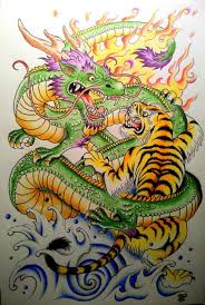 Traditional Japanese Tiger Vs Dragon Drawing Tattoo Inspiration By Lpt Japanese Tattoo Art Dragon Tiger Tattoo Japanese Tattoo