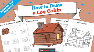 Wooden house or log cabin coloring page printable game. How To Draw A Log Cabin Really Easy Drawing Tutorial