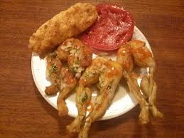 Yummy Frog Legs After Frying In Fish Fry Drizzle With Minced Garlic Green Onions A Little Butter And Hot Sauce Fried Frog Legs Game Food Frog Legs Recipe