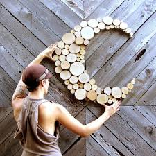 Abstract Moon Wood Sculpture Tree Slice Sculpture Rustic Wood Wall Art Wall Hanging Circle Art Wood Slices Home Rustic Wood Wall Art Wood Wall Art Wood Crafts