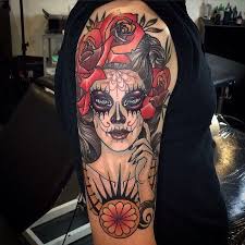 Traditional day of the dead woman tattoo. Neo Traditional Sugar Skull Tattoo Novocom Top