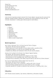 Cyber Security Specialist Resume Templates Myperfectresume