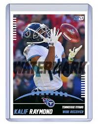Upload your photo (the background isn't important, the website will profesionally edit your photo) choose your favourite club logo and a national flag. Kalif Raymond 2020 Tennessee Titans Custom Handmade Football Card