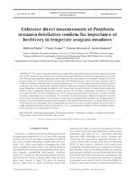 Pdf Extensive Direct Measurements Of Posidonia Oceanica Defoliation Confirm The Importance Of Herbivory In Temperate Seagrass Meadows