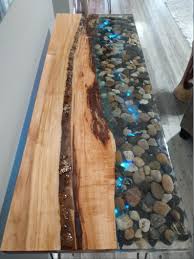 Sale Resin River Table W Rocks Embedded And Back Lit By Led Etsy Resin Patio Furniture Backyard Furniture Wood Table Design