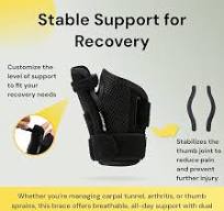 BraceUP Thumb Spica Splint Brace Right Left Hand Women and Men, CMC with Thumb Support, for Arthritis, Tendonitis, Carpal Tunnel Pain Relief and Thumb ...