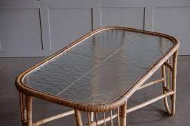 Dimar garden outdoor coffee table wicker patio furniture conversation set lawn garden tea table rattan patio coffee tables with glass top (25.2in, mix brown) 4.5 out of 5 stars. Danish Glass Rattan Coffee Table By Viggo Boesen For E V A Nissen Co 1940s For Sale At Pamono