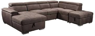 108 w x 36 d x 34 h seat: Capri U Canape Grand Angle Panoramique Convertible Gigogne Revetement Tissu Polyester Br Avec Meridienne 2 Places Et Pouf Coff