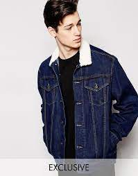 118 Reclaimed Vintage Denim Jacket With Faux Fur Collar Denim Jacket Vintage Denim Jacket Navy Denim Jacket