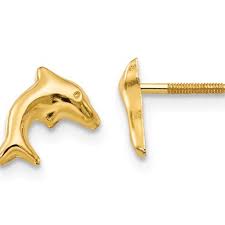 Product title 14k yellow gold solid dolphin stud earrings average rating: Gem And Harmony 14k Yellow Gold Baby Dolphin Earrings