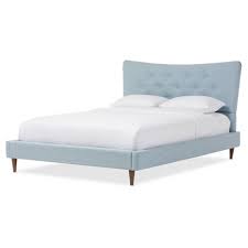 Platform beds with storage carry a contemporary style and blend very well with modern and contemporary room decors. Hannah Mid Century Modern Fabric Platform Bed Full Light Blue Baxton Studio Target