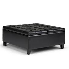 Black leather coffee table with storage. 36 Elliot Coffee Table Storage Ottoman Faux Leather Black Wyndenhall Target