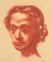 Sold at Auction: M. DOYLE (American, 20th century). PORTRAIT OF WOMAN,  signed lower right. Sepia drawing.