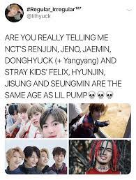 Funny Thing Korean Idols Actually Look Their Age While The Other Guy In Dreadlocks Like His Closer To 40 Years Old Tha Funny Kpop Memes Kpop Memes Kpop Funny