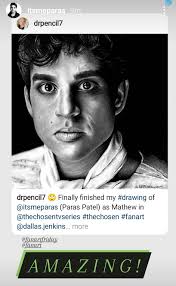 Finished my #drawing of Paras Patel as Matthew "son of Alphaeus” 🤓 The  Chosen by Dallas Jenkins Matthew is a fan favorite for sure, and it's the  second time I've drawn him.