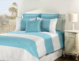 Turquoise and white bedding sets come in several size choices: Shell Island Turquoise Bedding Ensemble By Victor Mill Paul S Home Fashions