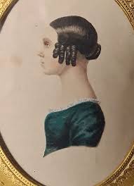 A Profile Portrait Miniature ,on Card, of a Young Girl. Circa 1830's.