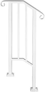 The railing attaches to both the concrete base and brick steps at the bottom of the staircase and the brick wall at the top. Happybuy Handrail Picket 1 Fits 1 Or 2 Steps Matte White Stair Rail Wrought Iron Handrail With Installation Kit Hand Rails For Outdoor Steps Amazon Com