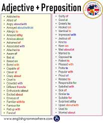 Adjective Preposition List I 2020 Sprog Engelsk Engle