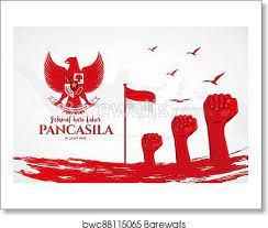 Refleksi hari lahir pancasila saat ini, kata sigit, juga dapat diimplementasikan dengan kesadaran kedisiplinan dari masyarakat dalam menerapkan protokol kesehatan. Vector Illustration Selamat Hari Lahir Pancasila Translation Happy Pancasila Day Art Print Barewalls Posters Prints Bwc88115065
