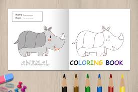 Popular rhinoceros coloring pages on amazon rhinoceros coloring book: Coloring Book Rhino Animal Grafico Por 57creative Creative Fabrica