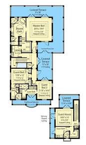 1 2 3 4 5. Coastal House Plan With Cantilevered Balconies And Guest House 33219zr Architectural Designs House Plans