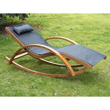 Outdoor Patio Chaise Lounge Recliner Rocking Chair Wooden Mesh W Cushion Black Wooden Outdoor Furniture Outdoor Patio Chaise Lounge Garden Recliners