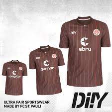 Home, away & third concept kit mockups for fc sankt pauli from hamburg, germany.the club's colours being brown, white, red & black (never blue) and the alternative club badge the pirate jolly rodger. St Pauli 2021 22 Diiy Home Kit 20 21 Kits Football Shirt Blog