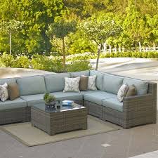 Beige sunproof fabric makes the cushions resistant to fading in the sun and mold and mildew growth. Malibu Deep Seating Sectional