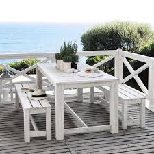 Sei alla foto 1 su un totale di 40 immagini della fotogallery. Gartentisch 2 Banke Aus Holz B 180 Cm Weiss Maisons Du Monde Wooden Garden Table Wooden Outdoor Furniture Garden Table