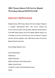 We did not find results for: 2001 Nissan Almera N16 Service Repair Workshop Manual Download
