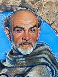Drew's original 1986 painting for “The Name of the Rose”. #SeanConnery  #ChristianSlater #RonPerlman #FMurrayAbraham #80s #Art
